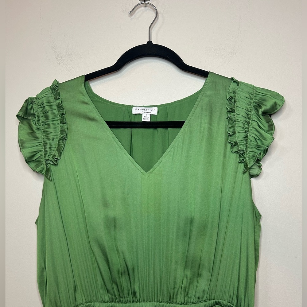 Anthropologie Current Air Green Sereia Pleated
Midi Dress Size L - Picture 5 of 12